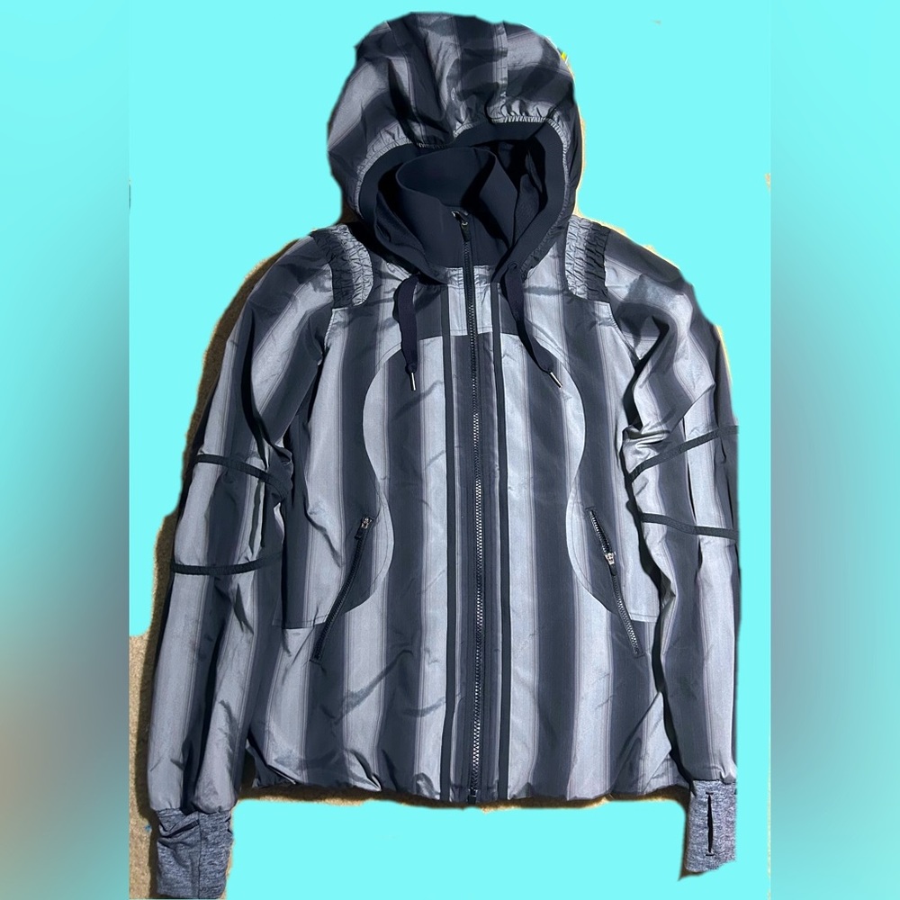 Lululemon Thats The Run Track and Field Striped Hooded Jacket